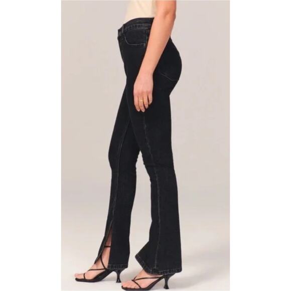 Abercrombie & Fitch Plus The Skinny High Rise Split Hem Black Jeans Size 20 Long - Picture 3 of 11
